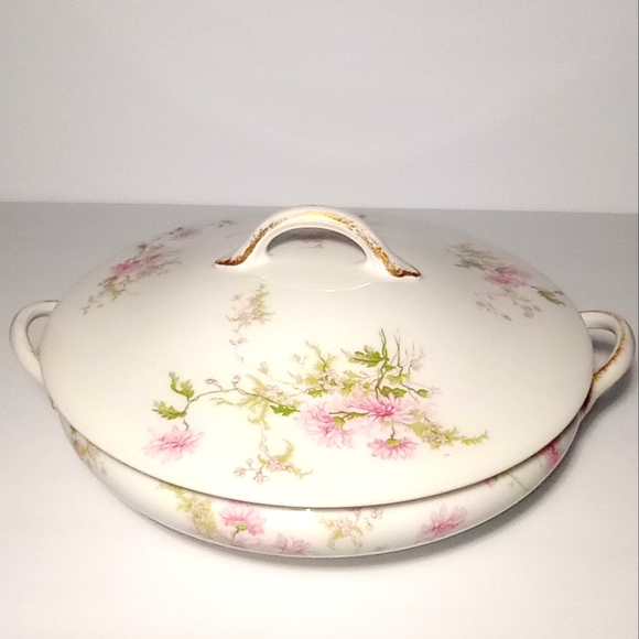 Vintage 1900's Elegant GDA Limoges Round Covered Serving Dish - Picture 3 of 11